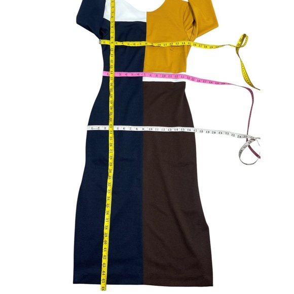 Anthropologie Hutch multicolor color block fitted sheath midi dress Size S - Picture 6 of 8